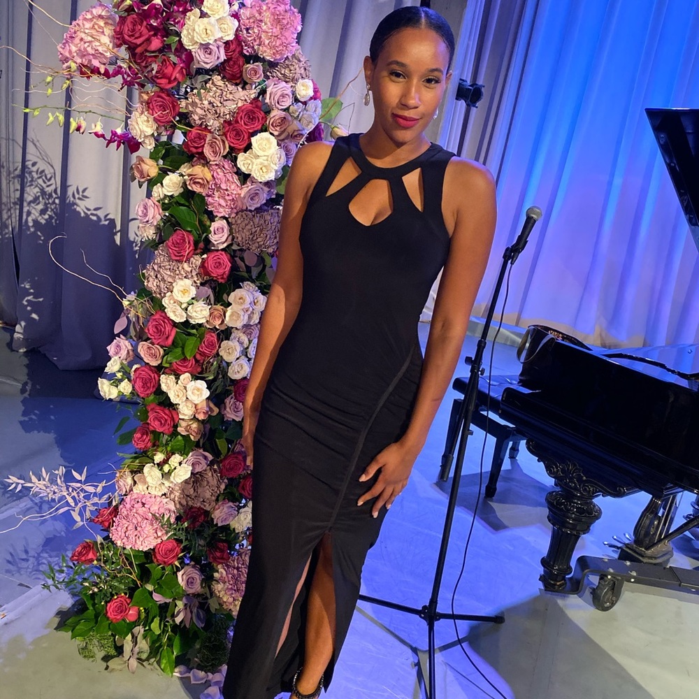 Black maxi dress with split